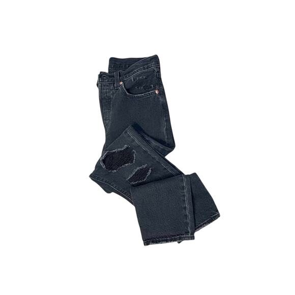 Levi's 501 Skinny Jeans 26x30 Washed Black Distressed - Picture 5 of 9